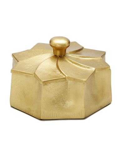 Classic Touch Flower Shaped Jar, 6.5" D In Gold