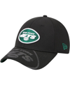 New Era Black New York Jets Top Visor 9forty Adjustable Hat In Black