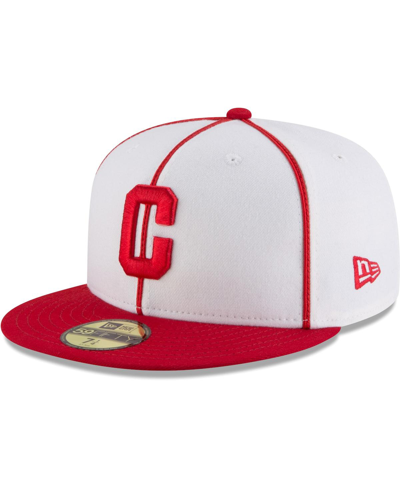 NEW ERA MEN'S NEW ERA WHITE, RED DISTRESSED PITTSBURGH CRAWFORDS COOPERSTOWN COLLECTION TURN BACK THE CLOCK 