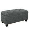 Convenience Concepts 35.5" Faux Linen 7th Avenue Storage Ottoman In Light Charcoal Gray Fabric