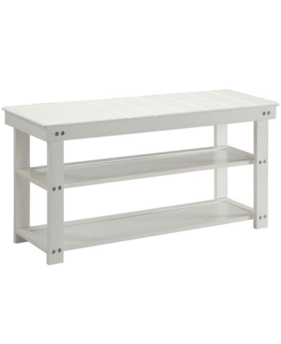 Convenience Concepts 35.5" Mdf Oxford Utility Mudroom Bench With Shelves In White