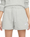 Nike Women's  Sportswear Club Fleece Mid-rise Shorts In Dk Grey Heather,white
