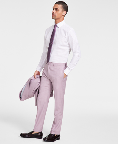 Calvin Klein Men's Slim-fit Wool-blend Stretch Sharkskin Suit Separate Pants In Pink