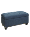 Convenience Concepts 35.5" Faux Linen 7th Avenue Storage Ottoman In Dark Blue Fabric