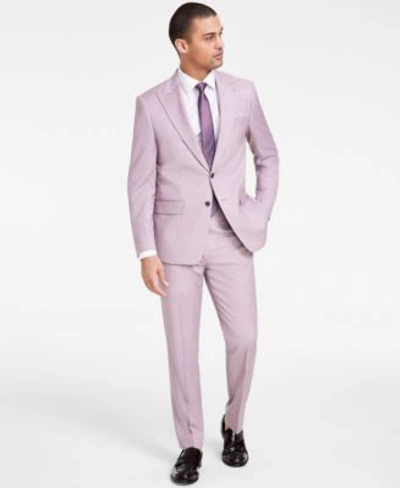 Calvin Klein Mens Slim Fit Stretch Sharkskin Suit Separates In Pink