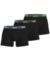 Hugo Boss Three-pack Of Stretch-cotton Boxer Briefs With Logos In Black