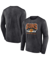 Fanatics Men's  Heather Charcoal Distressed Phoenix Suns Front Court Press Snow Wash Long Sleeve T-sh In Heather Charcoal