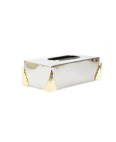 Classic Touch Stainless Steel Tissue Box With Symmetrical Design In Gold