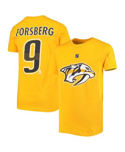 Outerstuff Kids' Youth Filip Forsberg Gold Nashville Predators Player Name And Number T-shirt