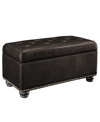 CONVENIENCE CONCEPTS 35.5" FAUX LEATHER 7TH AVENUE STORAGE OTTOMAN