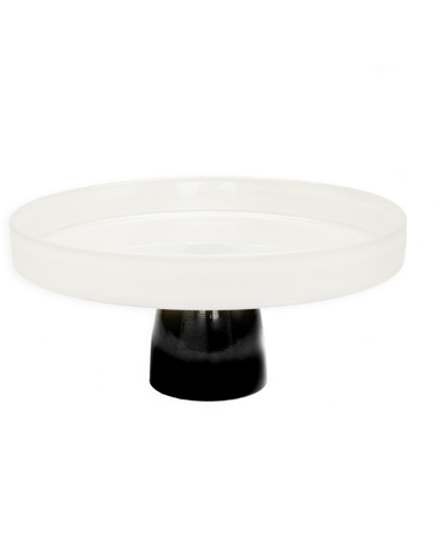 Classic Touch Glass Cake Plate On Black Stem, 9.5" D In White