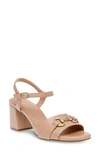 Anne Klein Rennie Block Heel Sandal In Beige Smooth