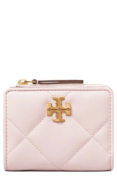 Tory Burch Kira Diamond Quilted Leather Bi-fold Wallet In Rose Salt/gold