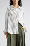 TWP NEW MORNING AFTER STRIPE SILK BUTTON-UP SHIRT