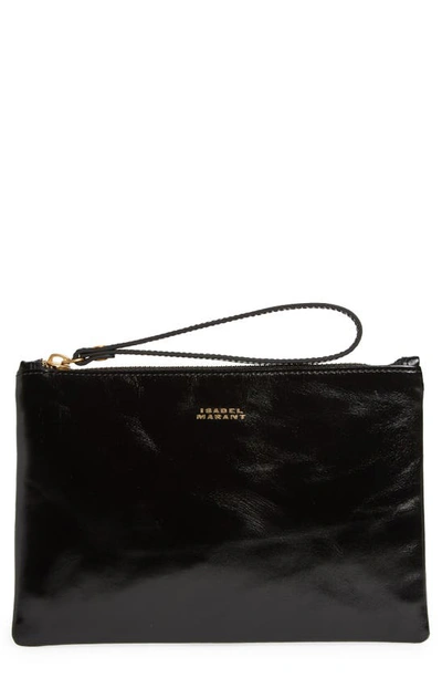 Isabel Marant Mino Logo Printed Pouch In Black