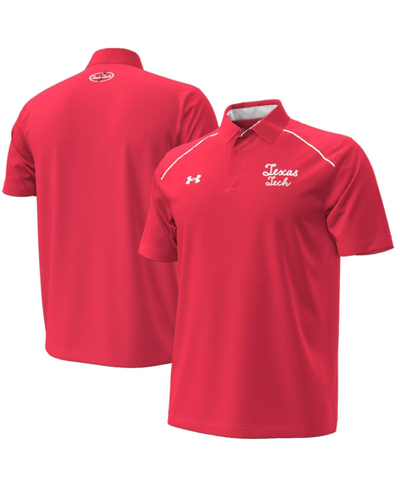 UNDER ARMOUR MEN'S UNDER ARMOUR RED TEXAS TECH RED RAIDERS THROWBACK CURSIVE POLO SHIRT