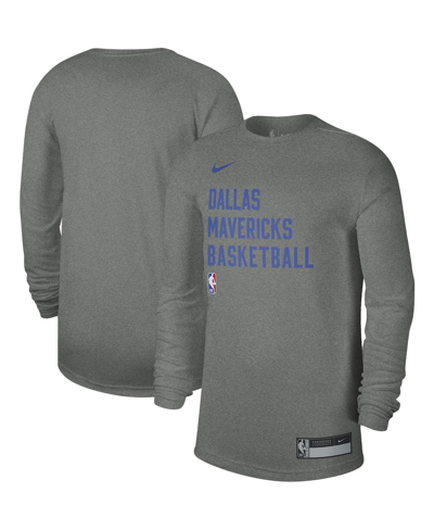 Nike Men's And Women's  Heather Gray Dallas Mavericks 2023/24 Legend On-court Practice Long Sleeve T-