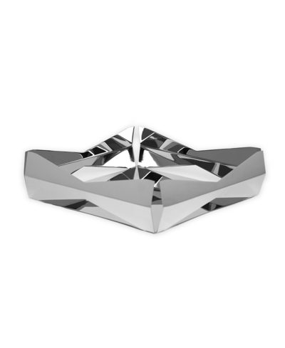 Classic Touch Stainless Steel Square Tray With V Design In Silver