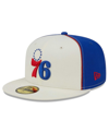 Shop New Era Men's  Cream Philadelphia 76ers Piped Pop Panel 59fifty Fitted Hat