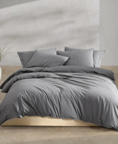 Calvin Klein Modern Cotton Melange Jersey 3 Piece Comforter Set, Queen In Dark Gray