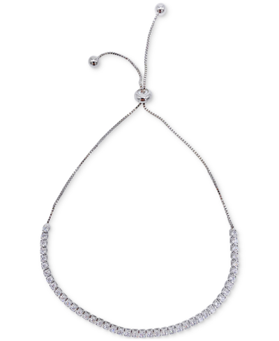 Adornia Rhodium-plated Curved Bar Slider Bracelet In Silver