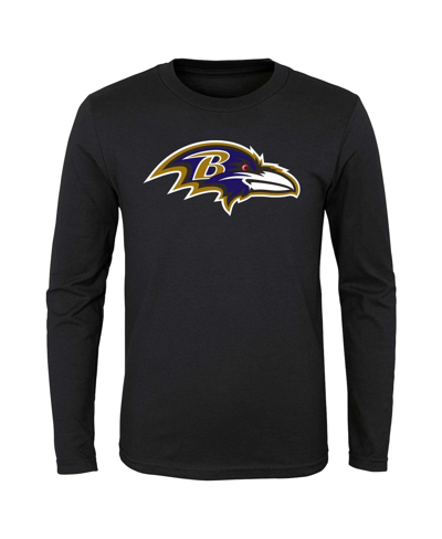 Outerstuff Kids' Little Boys And Girls Black Baltimore Ravens Primary Logo Long Sleeve T-shirt