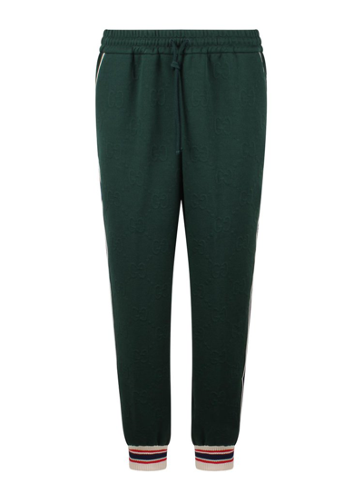 Gucci Gg Jacquard Jersey Jogging Trousers In Green