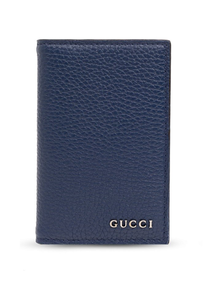 Gucci Logo Plaque Bifold Wallet In Navy