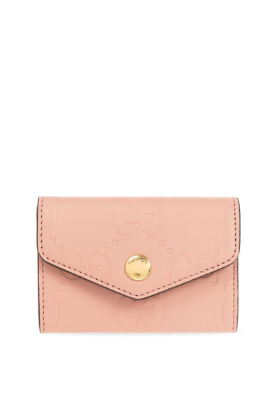 Gucci Logo Embossed Card Holder In Pink