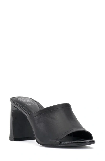 Vince Camuto Womens Leather Wedge Heel Slide Sandals In Black