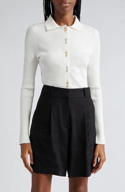 Veronica Beard Aviva Cardigan Aus Rippstrick In Elfenbein