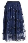 NIKKI LUND AUDRA FLORAL APPLIQUÉ CHIFFON MAXI SKIRT