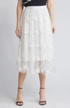 Nikki Lund Audra Floral Appliqué Chiffon Maxi Skirt In White