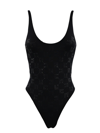 Elisabetta Franchi Rhinestone Logo One-piece Swimsuit In Black