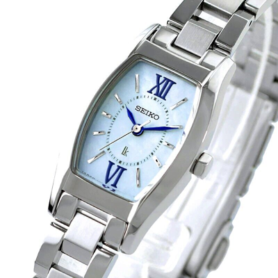 Pre-owned Seiko Lukia Ssvr129 Stainless Steel Solar Watch Blue Mop Dial 19.8mm