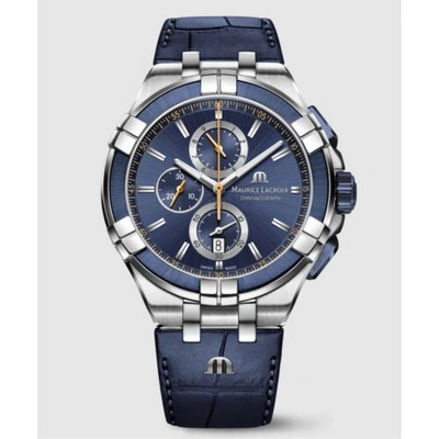 Pre-owned Maurice Lacroix Ai1018-ss001-432-4 Men's Aikon Blue Dial Quartz Watch