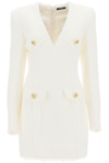 Balmain Woman Short Dress White Size 10 Polyamide In Blanc (white)