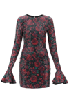 Rotate Birger Christensen Rosita Open-back Sequined Floral-print Chiffon Mini Dress In Bold Rose