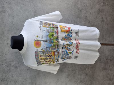 Pre-owned Art X Avant Garde 90's Paris Caricature Print Tee Shirt In White