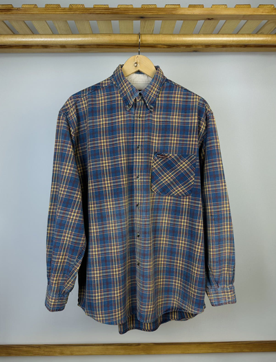 Pre-owned Marlboro X Vintage Marlboro Classic Flannel Shirt Vintage Button Ups In Blue