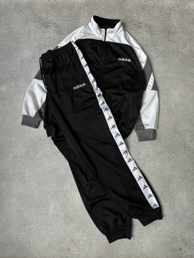 Pre-owned Adidas X Vintage Adidas Streetwear Y2k Striped Tracksuit In Black