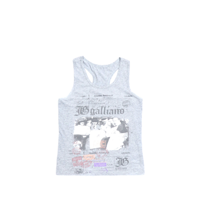 Pre-owned Archival Clothing X John Galliano Vintage Printed Tank Top T-shirt In Grey