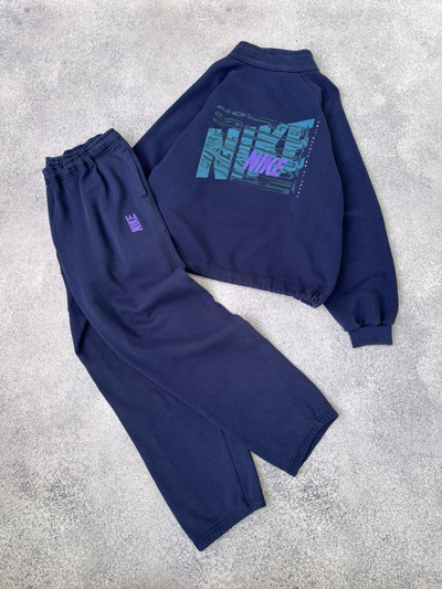 Pre-owned Archival Clothing X Nike Vintage Nike Big Logo Archival 90's Tracksuit In Navy