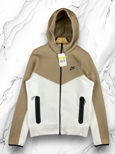 Pre-owned Nike Tech Fleece Drill Hoodie Size S In Beige White
