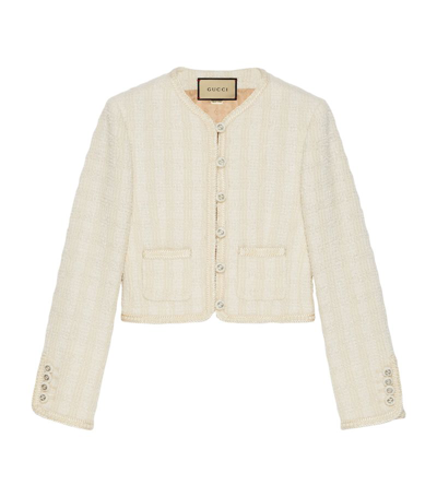 Gucci Tweed Cropped Jacket In Ivorymix