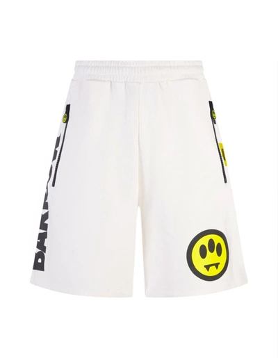 Barrow White Bermuda Shorts With Contrast Lettering Logo