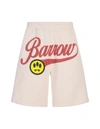 BARROW BARROW TAUPE BERMUDA SHORTS WITH LETTERING PRINTS.