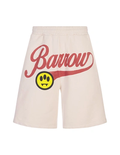 Barrow Taupe Bermuda Shorts With Lettering Prints. In Brown