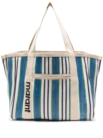 Isabel Marant Darwen Striped Top Handle Bag In Blue
