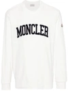 Moncler Logo-embroidered Cotton Sweatshirt In White